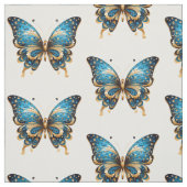 Navy Blue and Gold Butterfly Seamless Pattern ファブリック (見本)