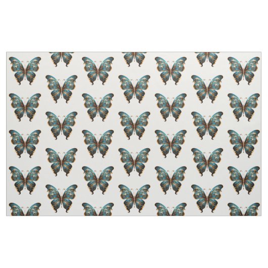 Navy Blue and Gold Butterfly Seamless Pattern ファブリック (ファットクウォーター)