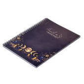 Navy Blue and Gold Celestial Moon Phase Notebook ノートブック (左側)
