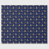 Navy Blue and Gold Christmas Reindeers ラッピングペーパー (フラット)