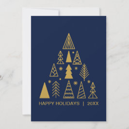 Navy Blue and Gold Christmas Tree | Holiday Card  シーズンカード