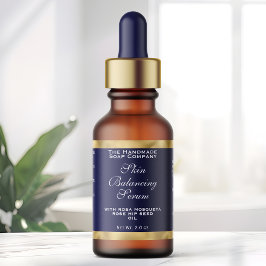 Navy Blue and Gold Cosmetics Dropper Bottle Label  ラベル