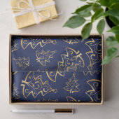 Navy Blue and Gold Elegant Christmas Trees 薄葉紙 (ギフト)