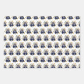 Navy Blue and Gold Elegant Flowers  ラッピングペーパーシート (正面)