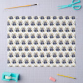 Navy Blue and Gold Elegant Flowers  薄葉紙 (クラフト)