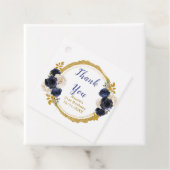 Navy Blue and Gold Elegant Flowers Birthday フェイバータグ (インサイチュ)
