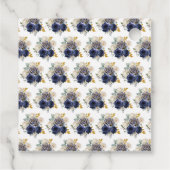 Navy Blue and Gold Elegant Flowers Birthday フェイバータグ (裏面)