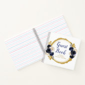 Navy Blue and Gold Elegant Flowers Birthday Party ノートブック (内部)