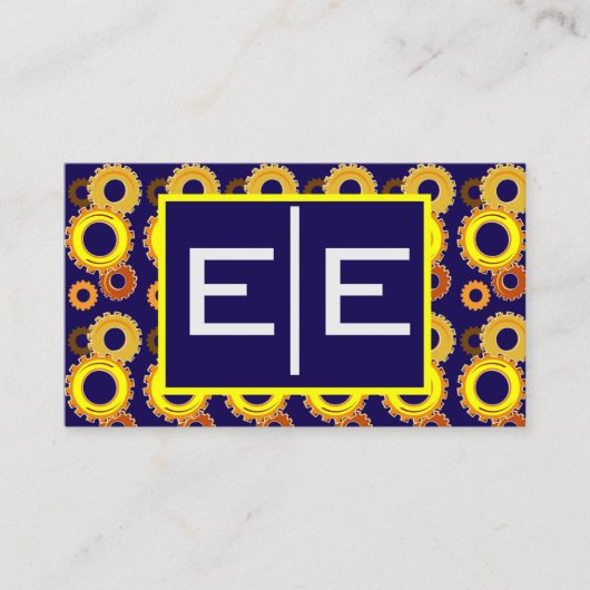 Navy Blue and Gold Engineering Gears 名刺 (正面)