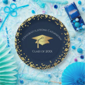 Navy Blue and Gold Graduation ペーパープレート (パーティー)