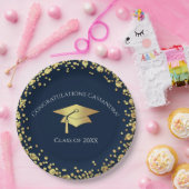 Navy Blue and Gold Graduation ペーパープレート (パーティー)