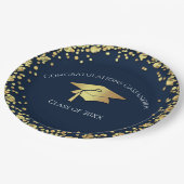 Navy Blue and Gold Graduation ペーパープレート (アングル)