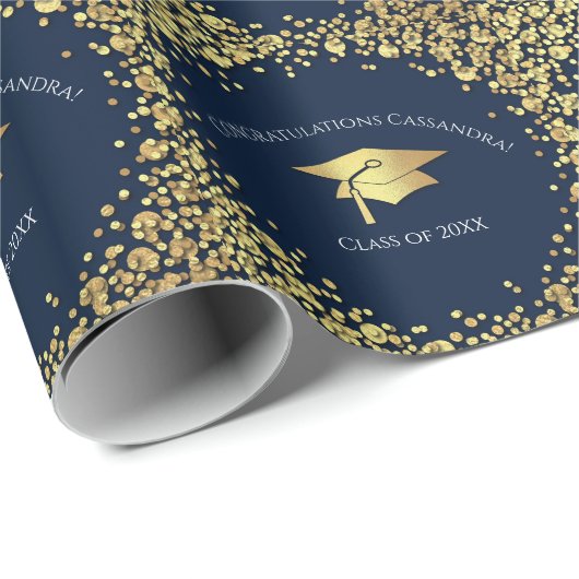 Navy Blue and Gold Graduation ラッピングペーパー (ロールコーナー)