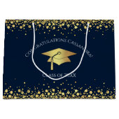 Navy Blue and Gold Graduation ラージペーパーバッグ (正面)