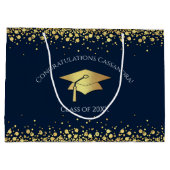Navy Blue and Gold Graduation ラージペーパーバッグ (裏面)