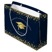 Navy Blue and Gold Graduation ラージペーパーバッグ (裏面アングル)