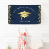 Navy Blue and Gold Graduation 横断幕 (インサイチュ)