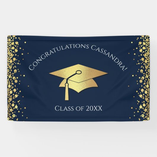 Navy Blue and Gold Graduation 横断幕 (横)