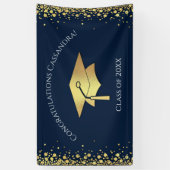 Navy Blue and Gold Graduation 横断幕 (縦)