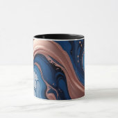 Navy Blue and Gold Liquid Marble Abstract マグカップ (中央)