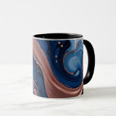 Navy Blue and Gold Liquid Marble Abstract マグカップ (正面右)