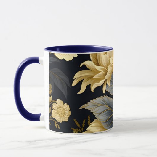 Navy Blue and Gold Modern Boho Custom Logo Mug マグカップ (左)
