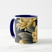Navy Blue and Gold Modern Boho Custom Logo Mug マグカップ (正面左)