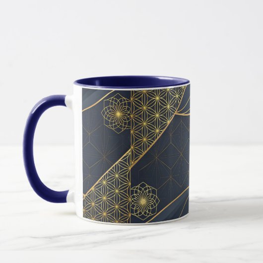 Navy Blue and Gold Modern Boho Custom Logo Mug マグカップ (左)