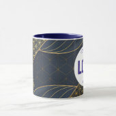 Navy Blue and Gold Modern Boho Custom Logo Mug マグカップ (中央)