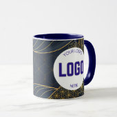 Navy Blue and Gold Modern Boho Custom Logo Mug マグカップ (正面右)