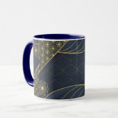Navy Blue and Gold Modern Boho Custom Logo Mug マグカップ (正面左)