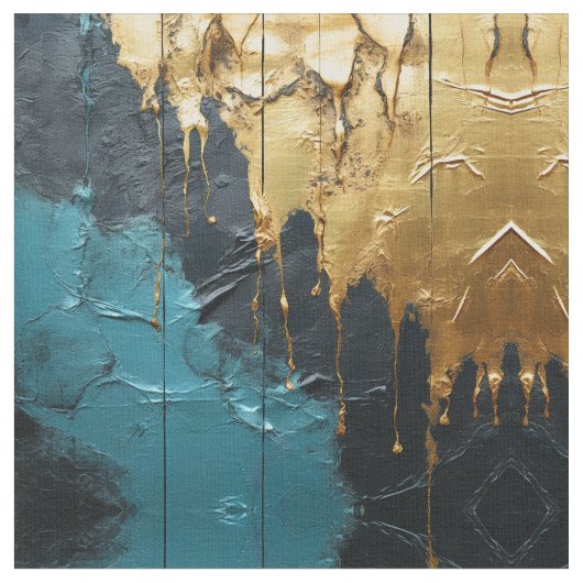 Navy Blue and Gold Modern Boho Seamless Pattern ファブリック (クローズアップ)