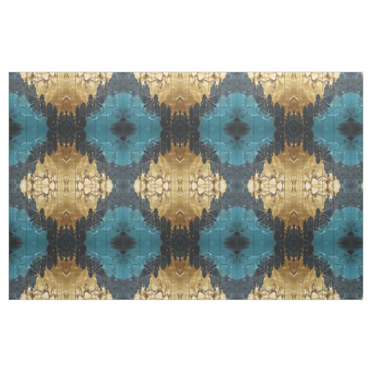 Navy Blue and Gold Modern Boho Seamless Pattern ファブリック (ファットクウォーター)