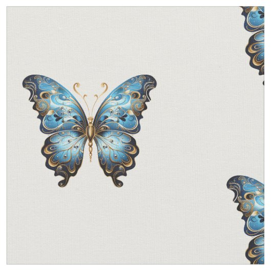 Navy Blue and Gold Modern Boho Seamless Pattern ファブリック (クローズアップ)