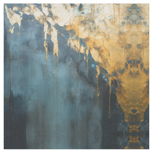 Navy Blue and Gold Modern Boho Seamless Pattern ファブリック (クローズアップ)