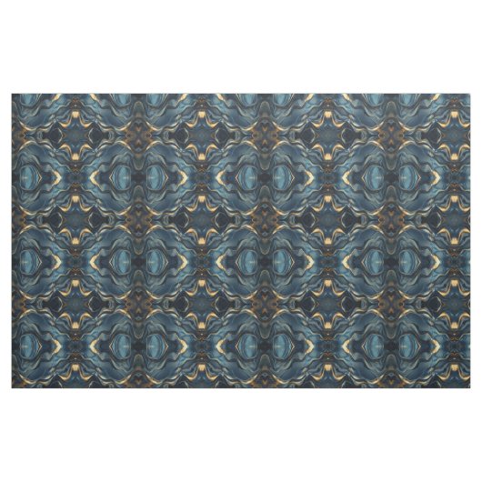 Navy Blue and Gold Modern Boho Seamless Pattern ファブリック (ファットクウォーター)