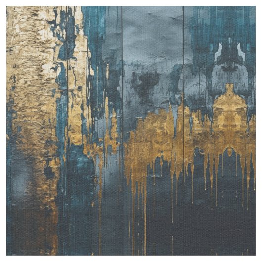 Navy Blue and Gold Modern Boho Seamless Pattern ファブリック (クローズアップ)