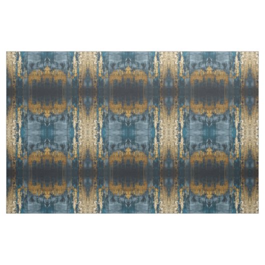 Navy Blue and Gold Modern Boho Seamless Pattern ファブリック (ファットクウォーター)
