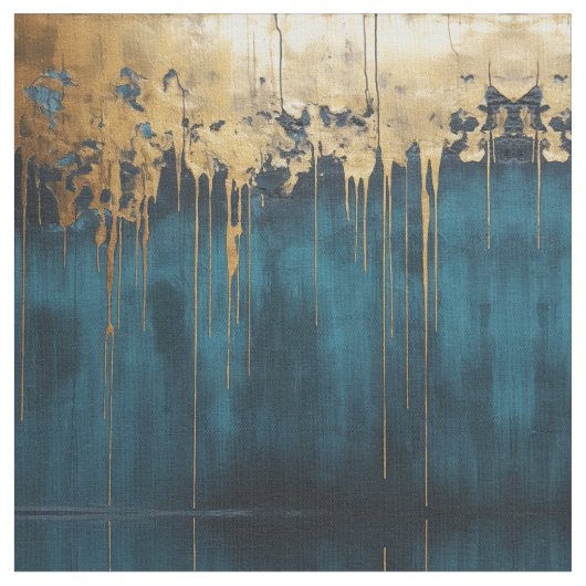 Navy Blue and Gold Modern Boho Seamless Pattern Fa ファブリック (クローズアップ)