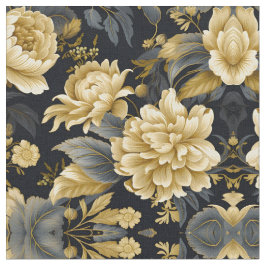 Navy Blue and Gold Modern Boho Seamless Pattern Fa ファブリック