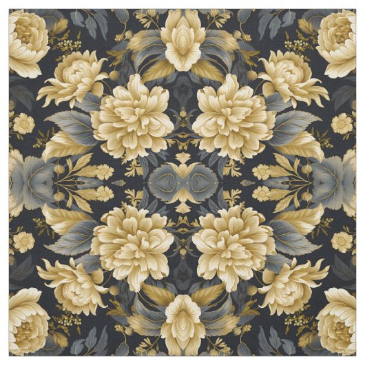 Navy Blue and Gold Modern Boho Seamless Pattern Fa ファブリック (見本)