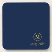 Navy Blue and Gold Monogram コースター (正面)