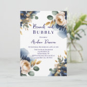 Navy Blue and Gold Peony Brunch and Bubbly 招待状 (スタンド正面)