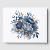 Navy Blue and Gold Peony Flower Wedding ゲストブック (裏面)