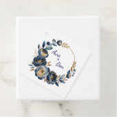 Navy Blue and Gold Peony Flower Wedding フェイバータグ (インサイチュ)