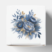 Navy Blue and Gold Peony Flower Wedding フェイバーボックス (上部)