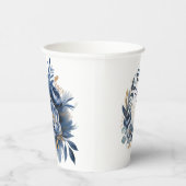 Navy Blue and Gold Peony Flower Wedding 紙コップ (右)