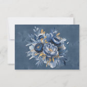 Navy Blue and Gold Peony Wedding サンキューカード (裏面)