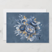 Navy Blue and Gold Peony Wedding Thank You Card (裏面)