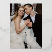  Navy Blue and Gold Roses Floral Wedding 箔招待状 (裏面)